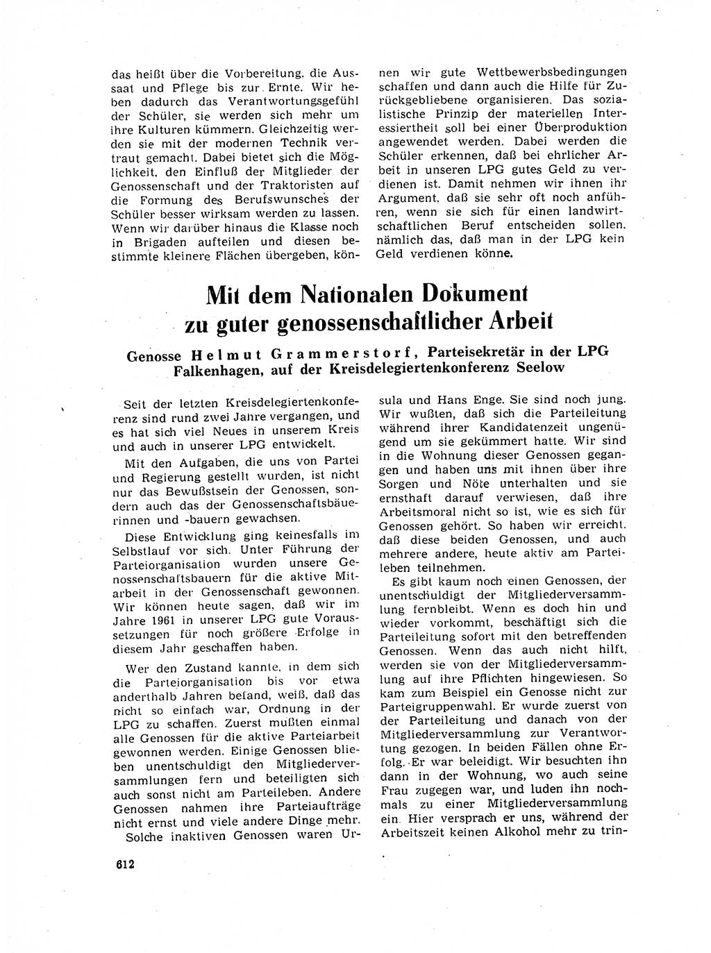 Neuer Weg (NW), Organ des Zentralkomitees (ZK) der SED (Sozialistische Einheitspartei Deutschlands) für Fragen des Parteilebens, 17. Jahrgang [Deutsche Demokratische Republik (DDR)] 1962, Seite 612 (NW ZK SED DDR 1962, S. 612)