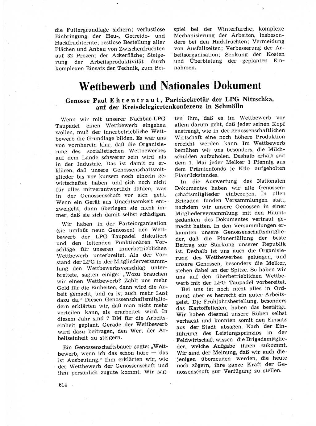 Neuer Weg (NW), Organ des Zentralkomitees (ZK) der SED (Sozialistische Einheitspartei Deutschlands) für Fragen des Parteilebens, 17. Jahrgang [Deutsche Demokratische Republik (DDR)] 1962, Seite 614 (NW ZK SED DDR 1962, S. 614)