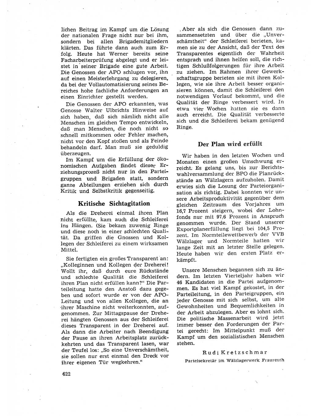 Neuer Weg (NW), Organ des Zentralkomitees (ZK) der SED (Sozialistische Einheitspartei Deutschlands) für Fragen des Parteilebens, 17. Jahrgang [Deutsche Demokratische Republik (DDR)] 1962, Seite 622 (NW ZK SED DDR 1962, S. 622)