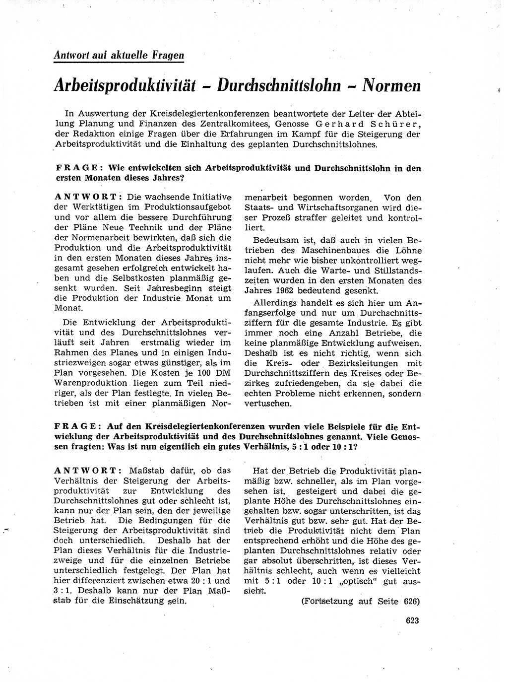 Neuer Weg (NW), Organ des Zentralkomitees (ZK) der SED (Sozialistische Einheitspartei Deutschlands) für Fragen des Parteilebens, 17. Jahrgang [Deutsche Demokratische Republik (DDR)] 1962, Seite 623 (NW ZK SED DDR 1962, S. 623)