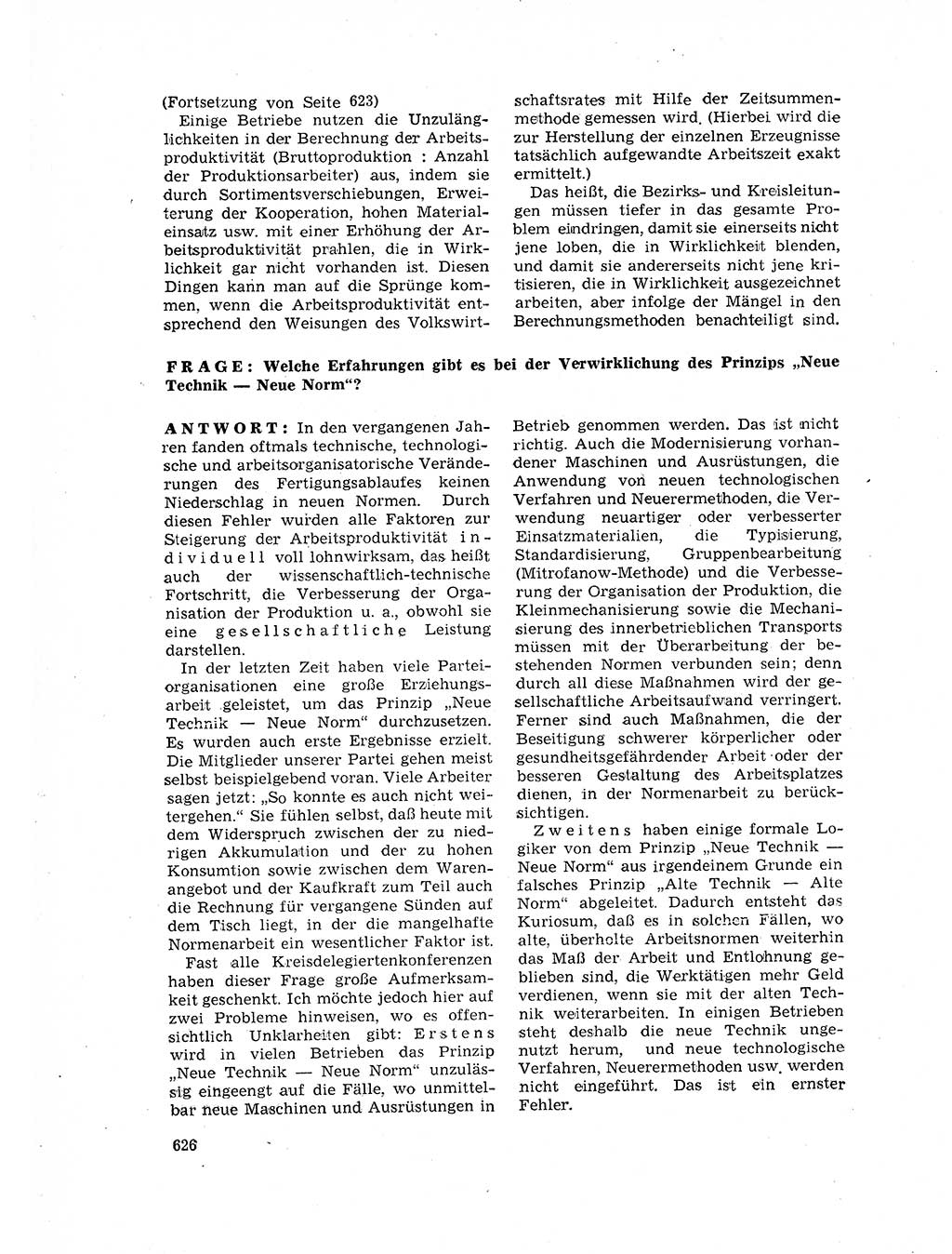 Neuer Weg (NW), Organ des Zentralkomitees (ZK) der SED (Sozialistische Einheitspartei Deutschlands) für Fragen des Parteilebens, 17. Jahrgang [Deutsche Demokratische Republik (DDR)] 1962, Seite 626 (NW ZK SED DDR 1962, S. 626)