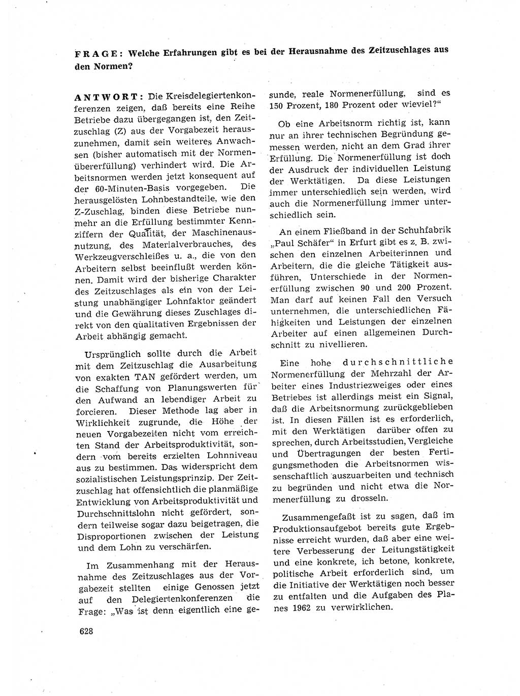 Neuer Weg (NW), Organ des Zentralkomitees (ZK) der SED (Sozialistische Einheitspartei Deutschlands) für Fragen des Parteilebens, 17. Jahrgang [Deutsche Demokratische Republik (DDR)] 1962, Seite 628 (NW ZK SED DDR 1962, S. 628)