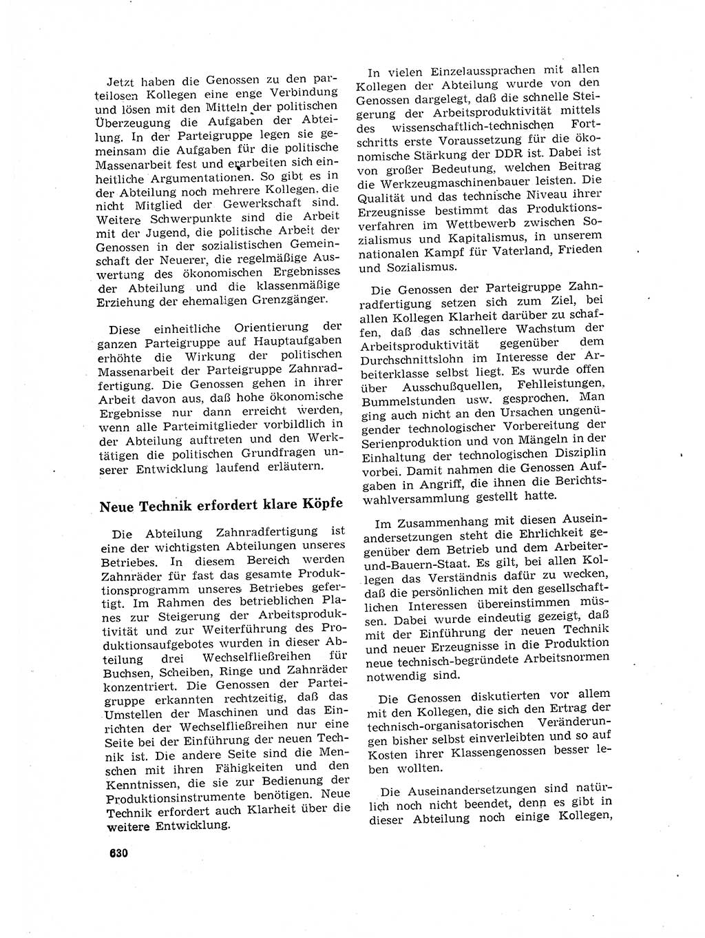 Neuer Weg (NW), Organ des Zentralkomitees (ZK) der SED (Sozialistische Einheitspartei Deutschlands) für Fragen des Parteilebens, 17. Jahrgang [Deutsche Demokratische Republik (DDR)] 1962, Seite 630 (NW ZK SED DDR 1962, S. 630)