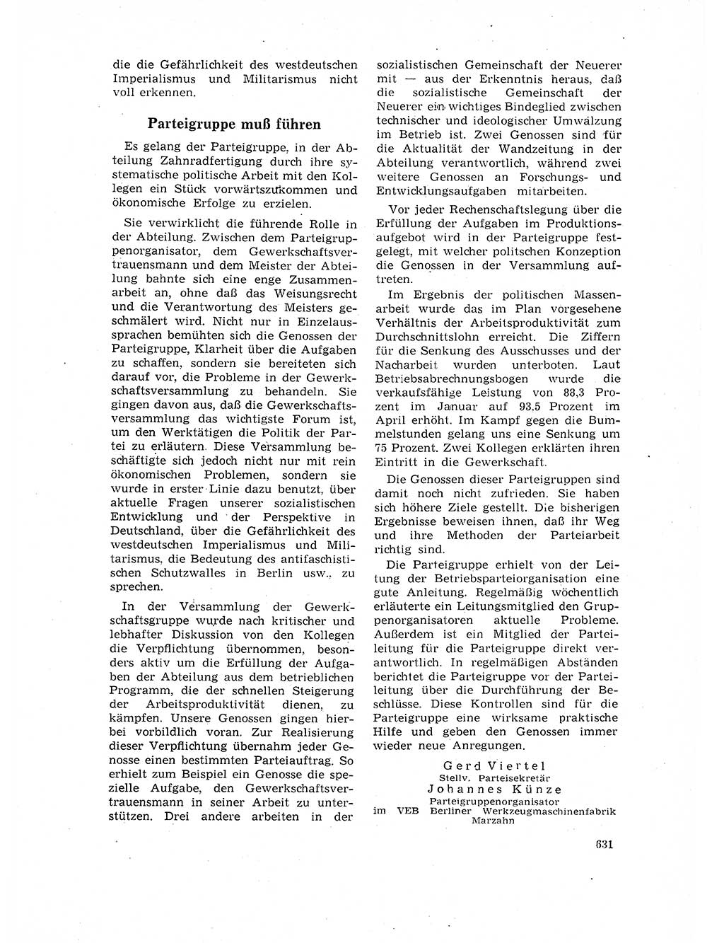 Neuer Weg (NW), Organ des Zentralkomitees (ZK) der SED (Sozialistische Einheitspartei Deutschlands) für Fragen des Parteilebens, 17. Jahrgang [Deutsche Demokratische Republik (DDR)] 1962, Seite 631 (NW ZK SED DDR 1962, S. 631)