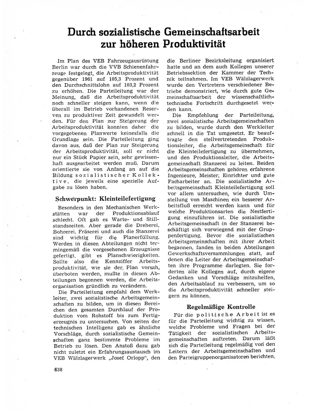 Neuer Weg (NW), Organ des Zentralkomitees (ZK) der SED (Sozialistische Einheitspartei Deutschlands) für Fragen des Parteilebens, 17. Jahrgang [Deutsche Demokratische Republik (DDR)] 1962, Seite 638 (NW ZK SED DDR 1962, S. 638)