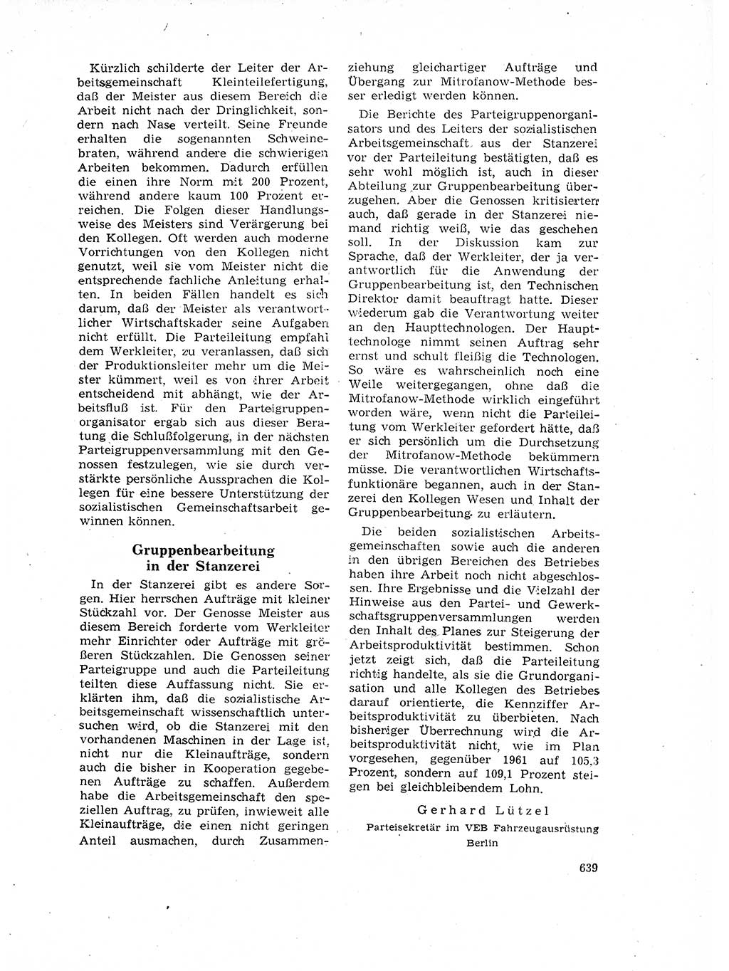 Neuer Weg (NW), Organ des Zentralkomitees (ZK) der SED (Sozialistische Einheitspartei Deutschlands) für Fragen des Parteilebens, 17. Jahrgang [Deutsche Demokratische Republik (DDR)] 1962, Seite 639 (NW ZK SED DDR 1962, S. 639)