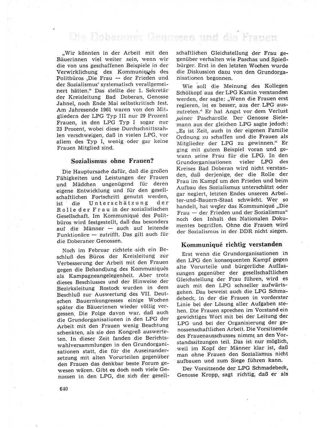 Neuer Weg (NW), Organ des Zentralkomitees (ZK) der SED (Sozialistische Einheitspartei Deutschlands) für Fragen des Parteilebens, 17. Jahrgang [Deutsche Demokratische Republik (DDR)] 1962, Seite 640 (NW ZK SED DDR 1962, S. 640)