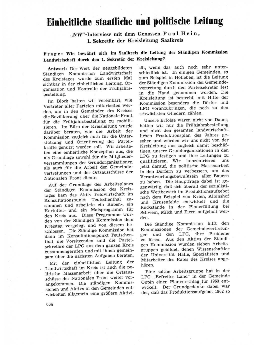Neuer Weg (NW), Organ des Zentralkomitees (ZK) der SED (Sozialistische Einheitspartei Deutschlands) für Fragen des Parteilebens, 17. Jahrgang [Deutsche Demokratische Republik (DDR)] 1962, Seite 664 (NW ZK SED DDR 1962, S. 664)
