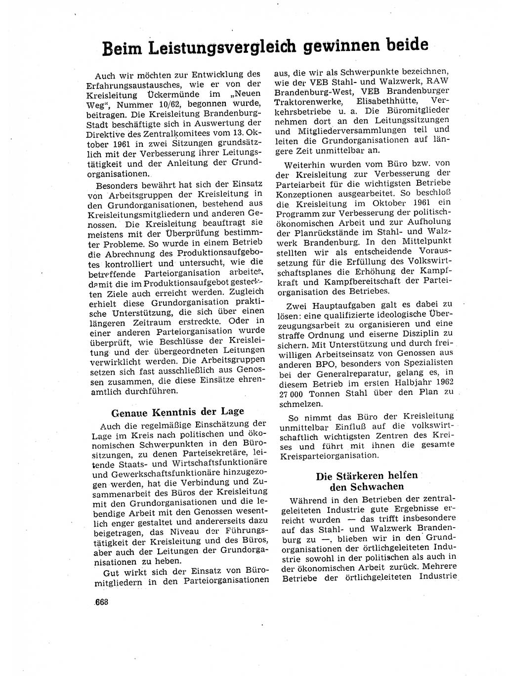 Neuer Weg (NW), Organ des Zentralkomitees (ZK) der SED (Sozialistische Einheitspartei Deutschlands) für Fragen des Parteilebens, 17. Jahrgang [Deutsche Demokratische Republik (DDR)] 1962, Seite 668 (NW ZK SED DDR 1962, S. 668)