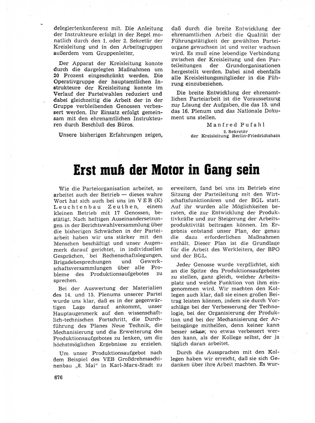 Neuer Weg (NW), Organ des Zentralkomitees (ZK) der SED (Sozialistische Einheitspartei Deutschlands) fÃ¼r Fragen des Parteilebens, 17. Jahrgang [Deutsche Demokratische Republik (DDR)] 1962, Seite 676 (NW ZK SED DDR 1962, S. 676)