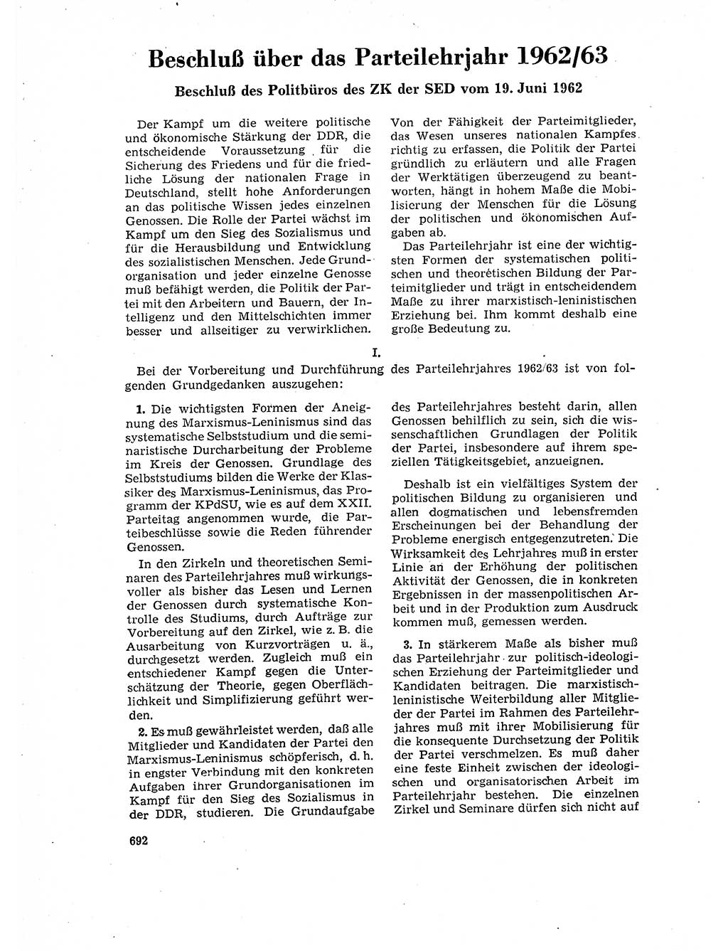 Neuer Weg (NW), Organ des Zentralkomitees (ZK) der SED (Sozialistische Einheitspartei Deutschlands) für Fragen des Parteilebens, 17. Jahrgang [Deutsche Demokratische Republik (DDR)] 1962, Seite 692 (NW ZK SED DDR 1962, S. 692)