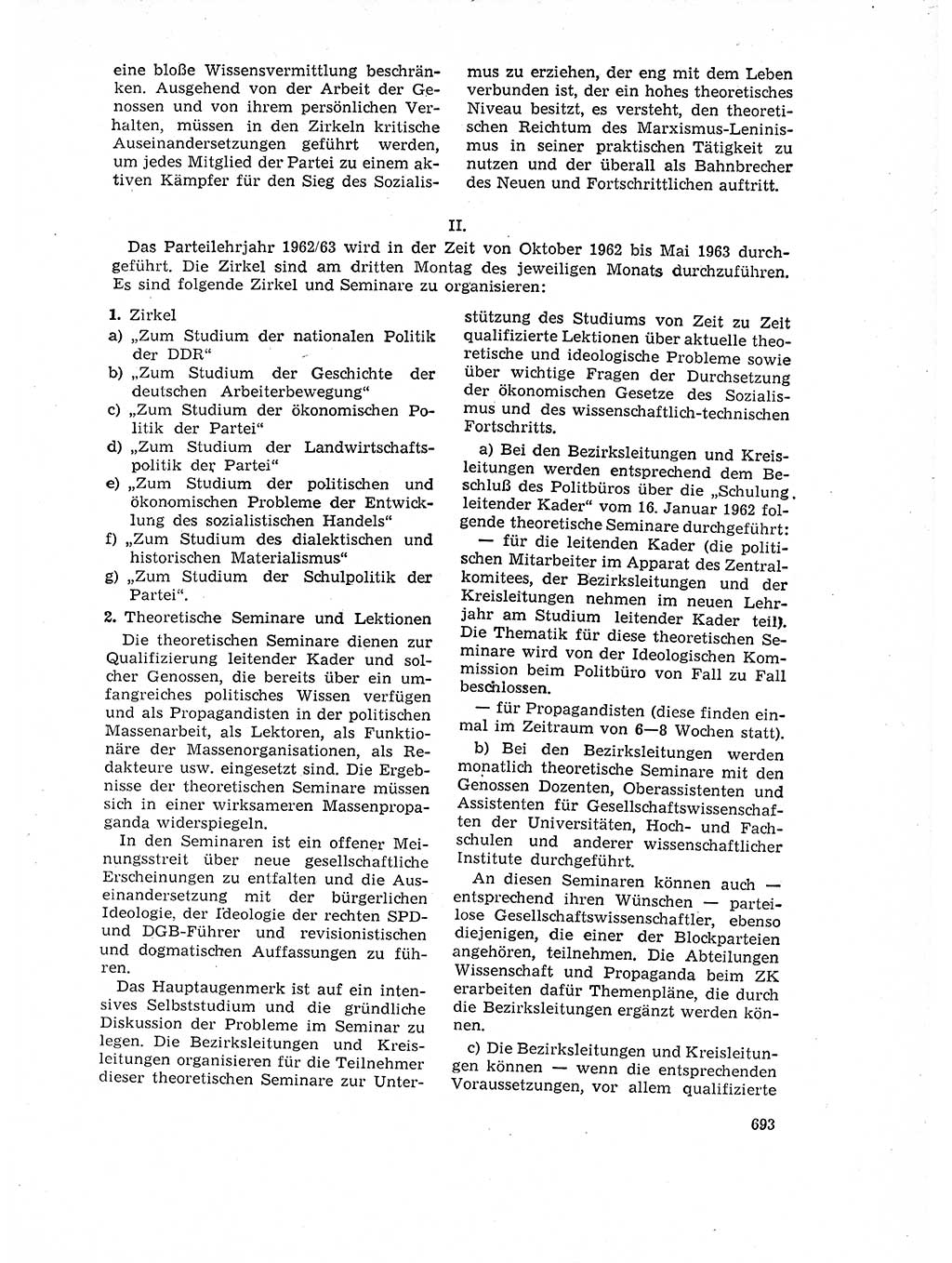 Neuer Weg (NW), Organ des Zentralkomitees (ZK) der SED (Sozialistische Einheitspartei Deutschlands) für Fragen des Parteilebens, 17. Jahrgang [Deutsche Demokratische Republik (DDR)] 1962, Seite 693 (NW ZK SED DDR 1962, S. 693)