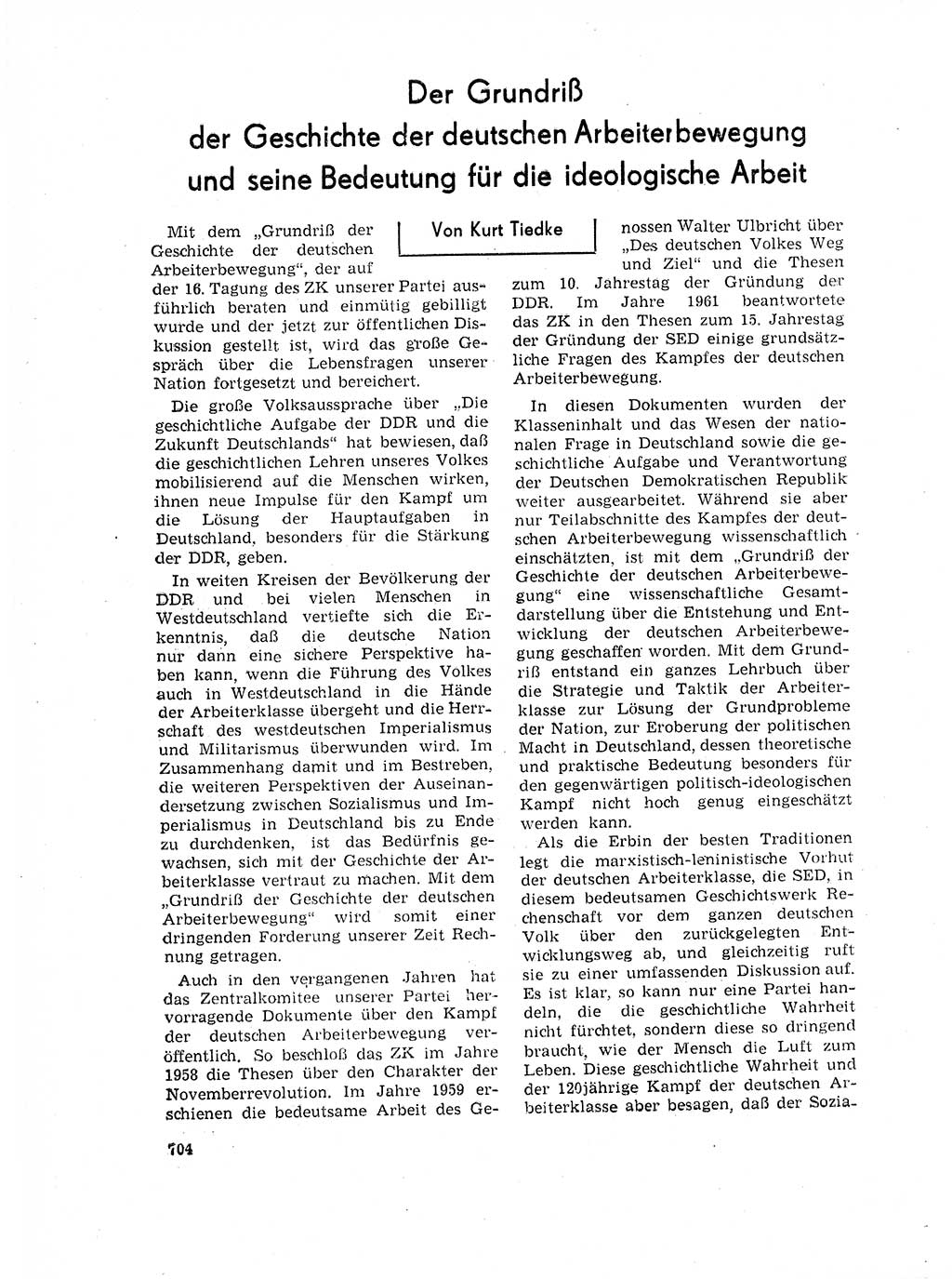 Neuer Weg (NW), Organ des Zentralkomitees (ZK) der SED (Sozialistische Einheitspartei Deutschlands) für Fragen des Parteilebens, 17. Jahrgang [Deutsche Demokratische Republik (DDR)] 1962, Seite 704 (NW ZK SED DDR 1962, S. 704)