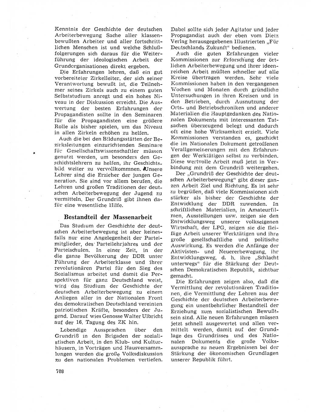 Neuer Weg (NW), Organ des Zentralkomitees (ZK) der SED (Sozialistische Einheitspartei Deutschlands) für Fragen des Parteilebens, 17. Jahrgang [Deutsche Demokratische Republik (DDR)] 1962, Seite 708 (NW ZK SED DDR 1962, S. 708)