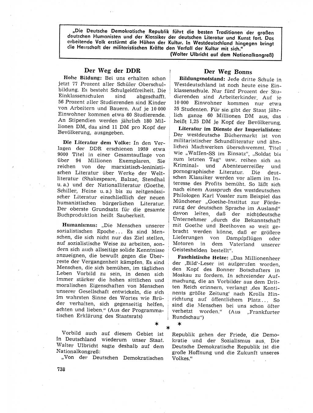 Neuer Weg (NW), Organ des Zentralkomitees (ZK) der SED (Sozialistische Einheitspartei Deutschlands) für Fragen des Parteilebens, 17. Jahrgang [Deutsche Demokratische Republik (DDR)] 1962, Seite 738 (NW ZK SED DDR 1962, S. 738)