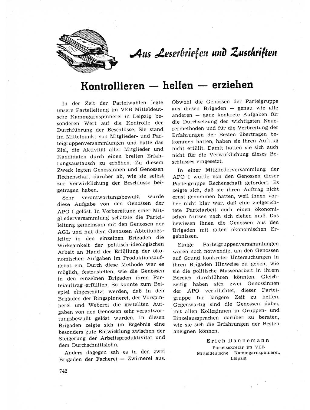 Neuer Weg (NW), Organ des Zentralkomitees (ZK) der SED (Sozialistische Einheitspartei Deutschlands) für Fragen des Parteilebens, 17. Jahrgang [Deutsche Demokratische Republik (DDR)] 1962, Seite 742 (NW ZK SED DDR 1962, S. 742)