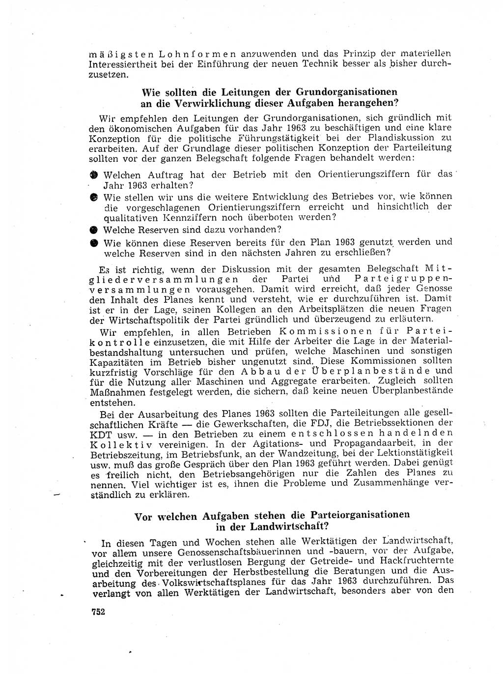 Neuer Weg (NW), Organ des Zentralkomitees (ZK) der SED (Sozialistische Einheitspartei Deutschlands) für Fragen des Parteilebens, 17. Jahrgang [Deutsche Demokratische Republik (DDR)] 1962, Seite 752 (NW ZK SED DDR 1962, S. 752)