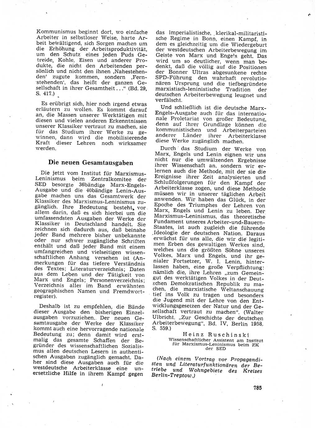 Neuer Weg (NW), Organ des Zentralkomitees (ZK) der SED (Sozialistische Einheitspartei Deutschlands) für Fragen des Parteilebens, 17. Jahrgang [Deutsche Demokratische Republik (DDR)] 1962, Seite 785 (NW ZK SED DDR 1962, S. 785)