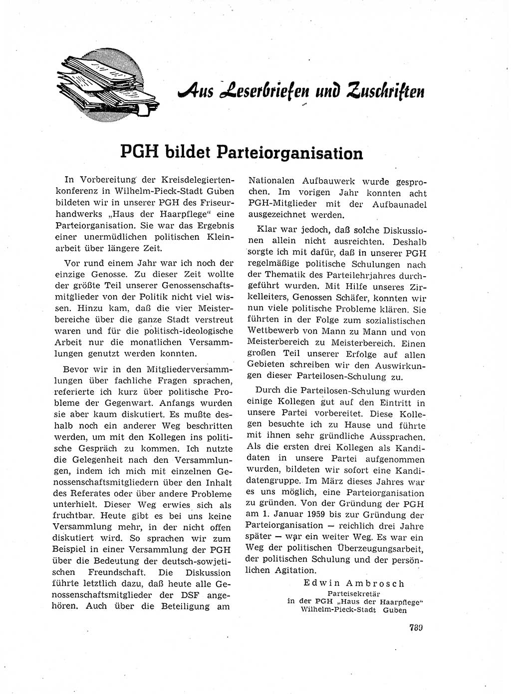 Neuer Weg (NW), Organ des Zentralkomitees (ZK) der SED (Sozialistische Einheitspartei Deutschlands) für Fragen des Parteilebens, 17. Jahrgang [Deutsche Demokratische Republik (DDR)] 1962, Seite 789 (NW ZK SED DDR 1962, S. 789)