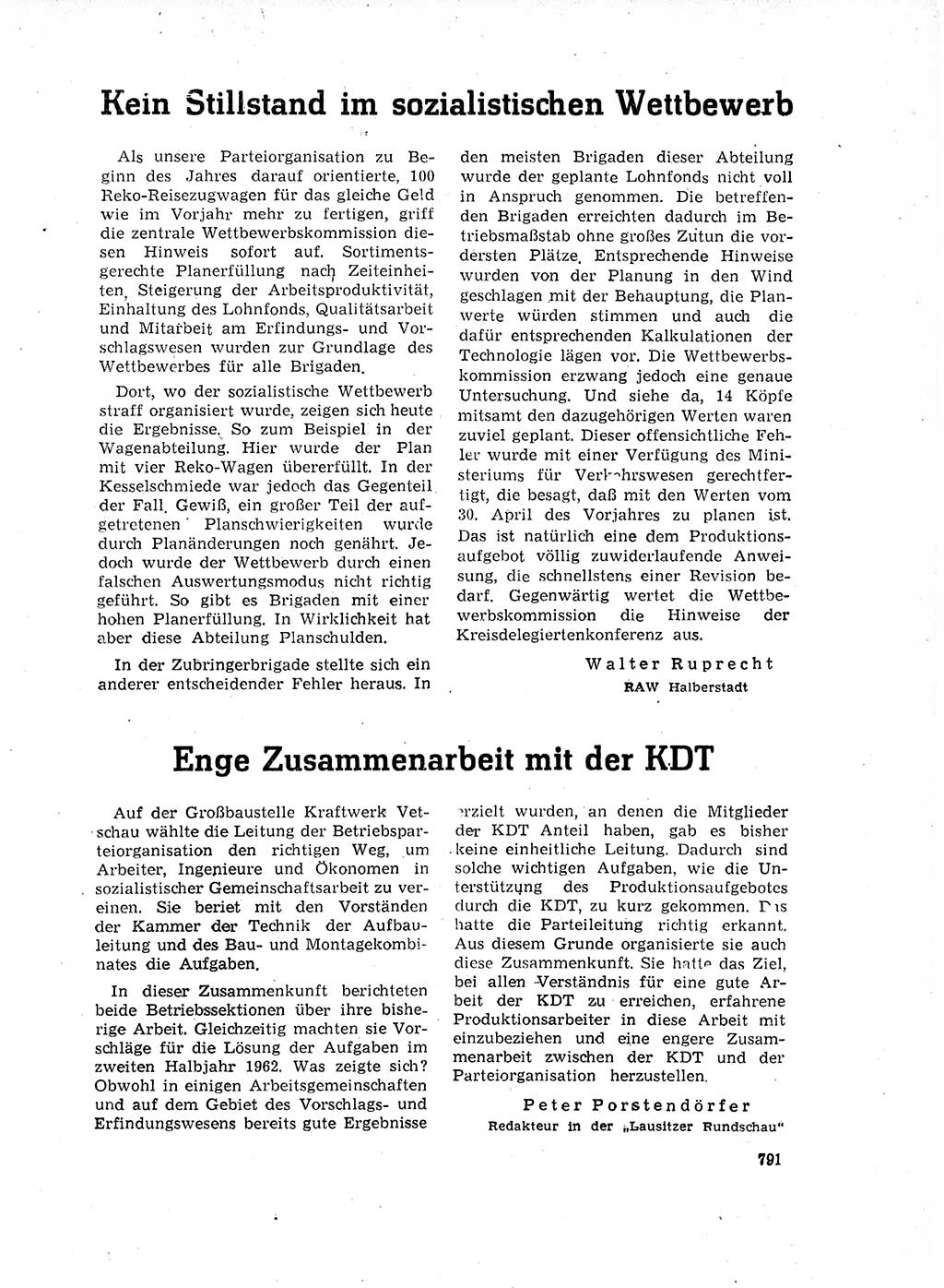 Neuer Weg (NW), Organ des Zentralkomitees (ZK) der SED (Sozialistische Einheitspartei Deutschlands) für Fragen des Parteilebens, 17. Jahrgang [Deutsche Demokratische Republik (DDR)] 1962, Seite 791 (NW ZK SED DDR 1962, S. 791)