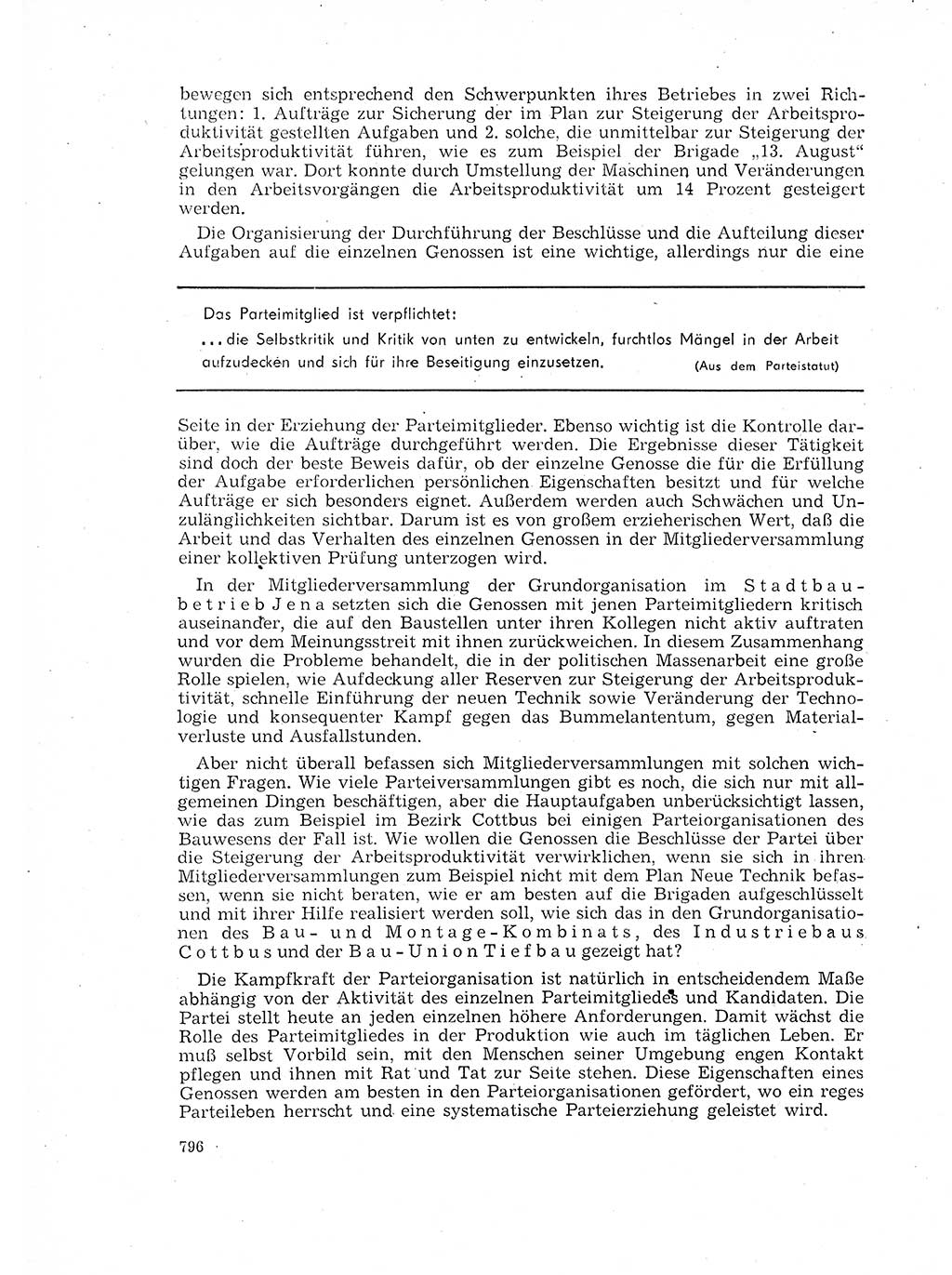 Neuer Weg (NW), Organ des Zentralkomitees (ZK) der SED (Sozialistische Einheitspartei Deutschlands) für Fragen des Parteilebens, 17. Jahrgang [Deutsche Demokratische Republik (DDR)] 1962, Seite 796 (NW ZK SED DDR 1962, S. 796)