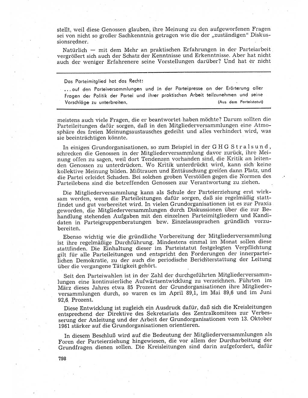 Neuer Weg (NW), Organ des Zentralkomitees (ZK) der SED (Sozialistische Einheitspartei Deutschlands) für Fragen des Parteilebens, 17. Jahrgang [Deutsche Demokratische Republik (DDR)] 1962, Seite 798 (NW ZK SED DDR 1962, S. 798)