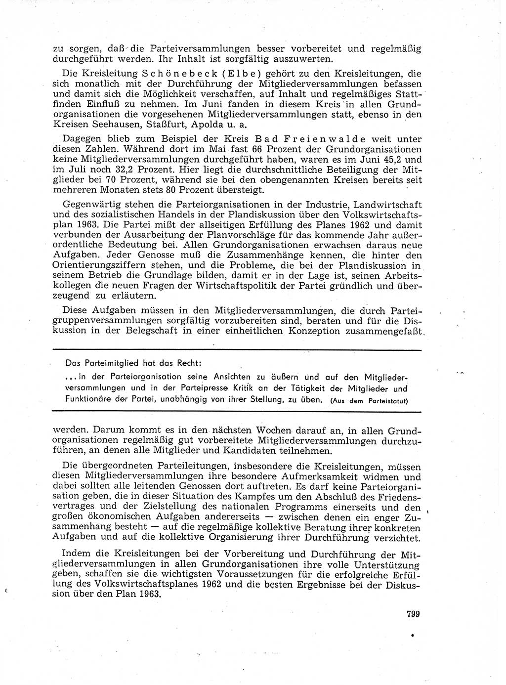 Neuer Weg (NW), Organ des Zentralkomitees (ZK) der SED (Sozialistische Einheitspartei Deutschlands) für Fragen des Parteilebens, 17. Jahrgang [Deutsche Demokratische Republik (DDR)] 1962, Seite 799 (NW ZK SED DDR 1962, S. 799)