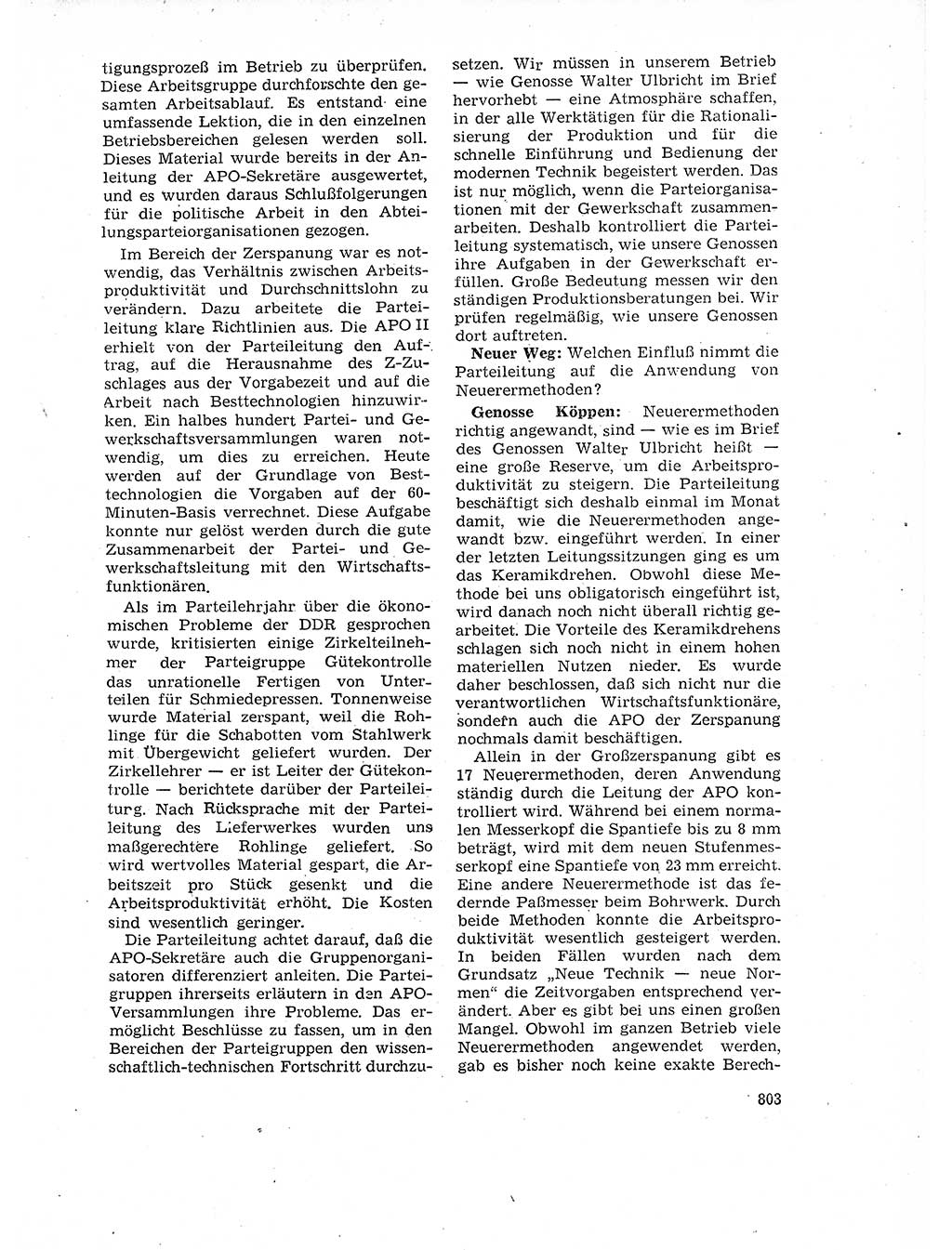 Neuer Weg (NW), Organ des Zentralkomitees (ZK) der SED (Sozialistische Einheitspartei Deutschlands) für Fragen des Parteilebens, 17. Jahrgang [Deutsche Demokratische Republik (DDR)] 1962, Seite 803 (NW ZK SED DDR 1962, S. 803)
