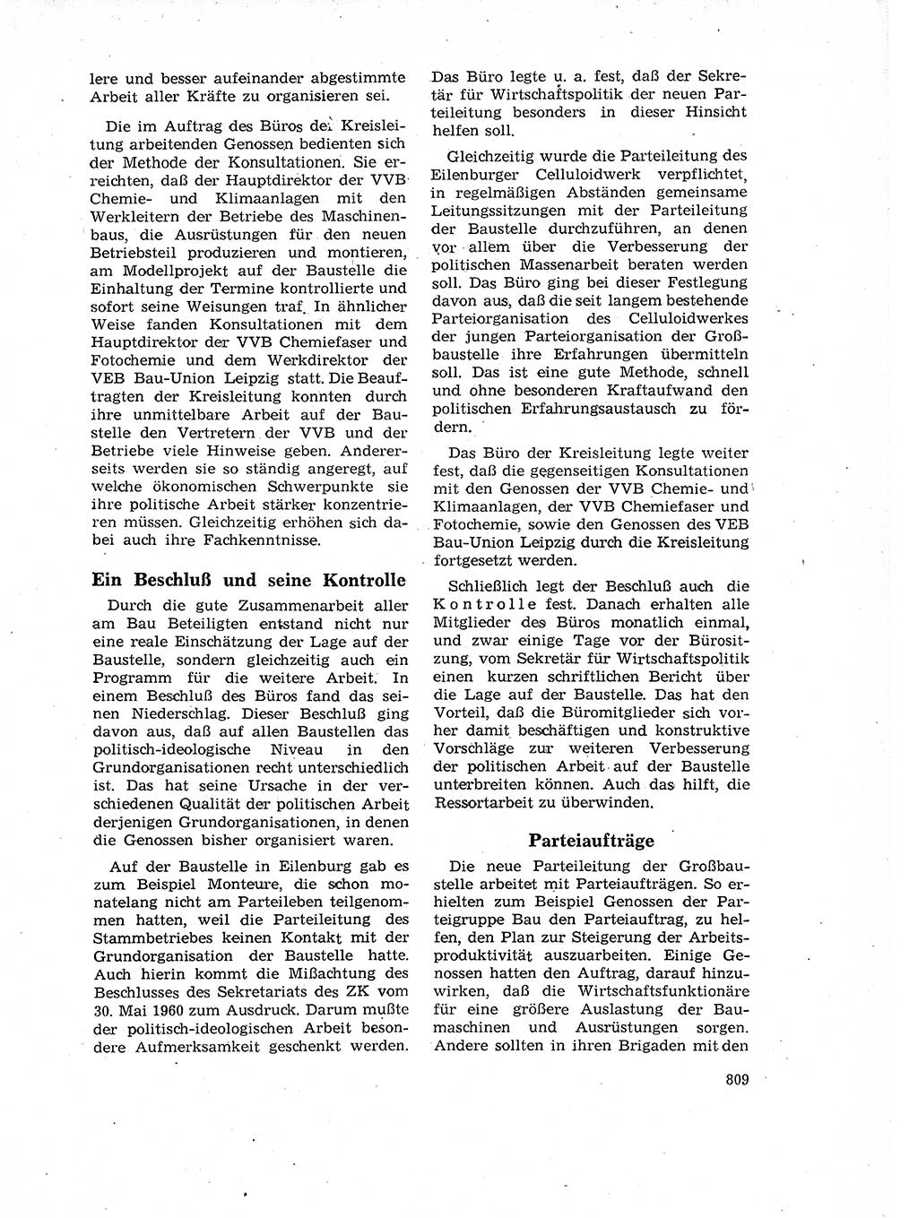 Neuer Weg (NW), Organ des Zentralkomitees (ZK) der SED (Sozialistische Einheitspartei Deutschlands) für Fragen des Parteilebens, 17. Jahrgang [Deutsche Demokratische Republik (DDR)] 1962, Seite 809 (NW ZK SED DDR 1962, S. 809)