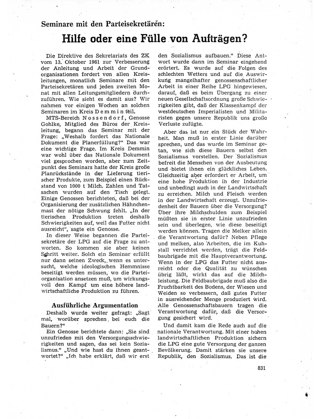 Neuer Weg (NW), Organ des Zentralkomitees (ZK) der SED (Sozialistische Einheitspartei Deutschlands) für Fragen des Parteilebens, 17. Jahrgang [Deutsche Demokratische Republik (DDR)] 1962, Seite 831 (NW ZK SED DDR 1962, S. 831)