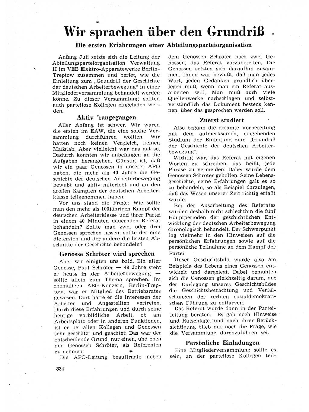Neuer Weg (NW), Organ des Zentralkomitees (ZK) der SED (Sozialistische Einheitspartei Deutschlands) für Fragen des Parteilebens, 17. Jahrgang [Deutsche Demokratische Republik (DDR)] 1962, Seite 834 (NW ZK SED DDR 1962, S. 834)