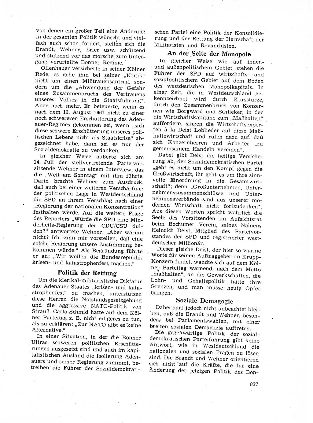 Neuer Weg (NW), Organ des Zentralkomitees (ZK) der SED (Sozialistische Einheitspartei Deutschlands) für Fragen des Parteilebens, 17. Jahrgang [Deutsche Demokratische Republik (DDR)] 1962, Seite 837 (NW ZK SED DDR 1962, S. 837)