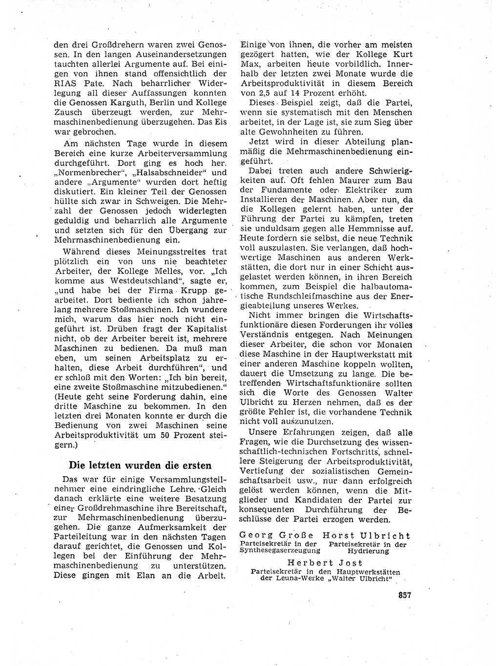 Neuer Weg (NW), Organ des Zentralkomitees (ZK) der SED (Sozialistische Einheitspartei Deutschlands) für Fragen des Parteilebens, 17. Jahrgang [Deutsche Demokratische Republik (DDR)] 1962, Seite 857 (NW ZK SED DDR 1962, S. 857)