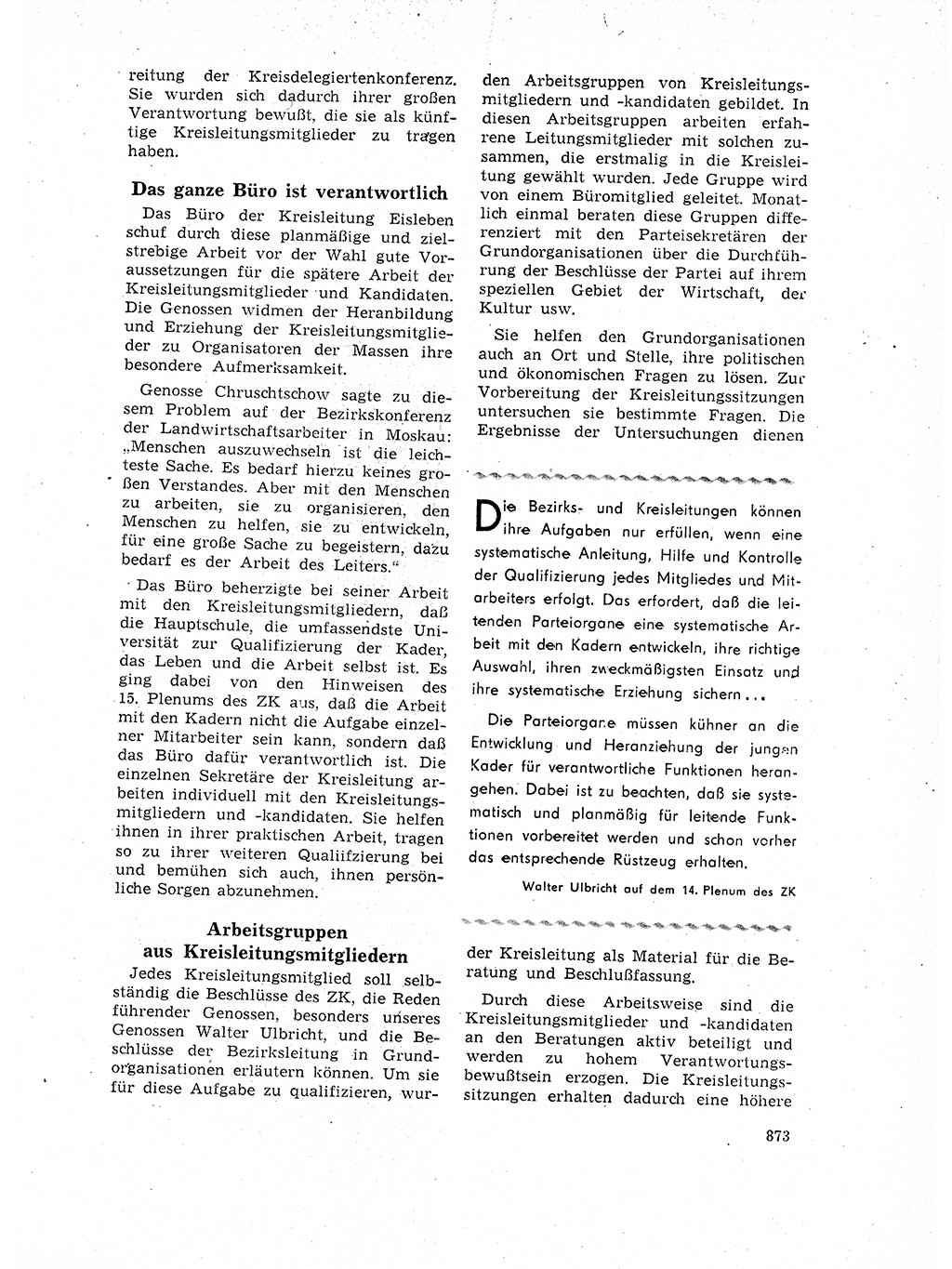 Neuer Weg (NW), Organ des Zentralkomitees (ZK) der SED (Sozialistische Einheitspartei Deutschlands) für Fragen des Parteilebens, 17. Jahrgang [Deutsche Demokratische Republik (DDR)] 1962, Seite 873 (NW ZK SED DDR 1962, S. 873)