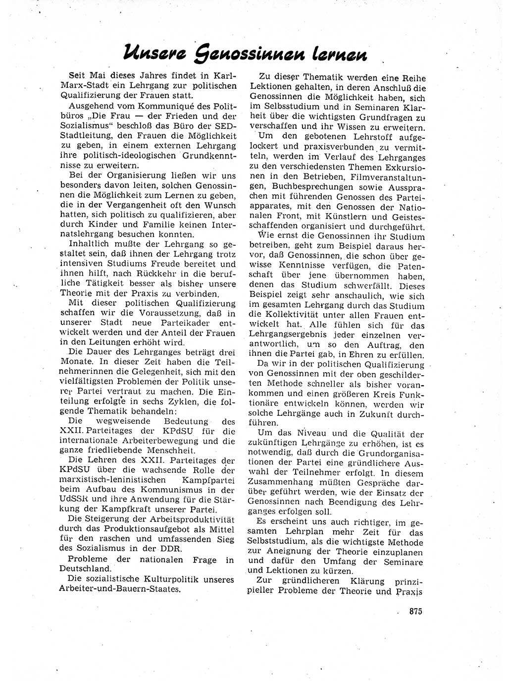 Neuer Weg (NW), Organ des Zentralkomitees (ZK) der SED (Sozialistische Einheitspartei Deutschlands) für Fragen des Parteilebens, 17. Jahrgang [Deutsche Demokratische Republik (DDR)] 1962, Seite 875 (NW ZK SED DDR 1962, S. 875)