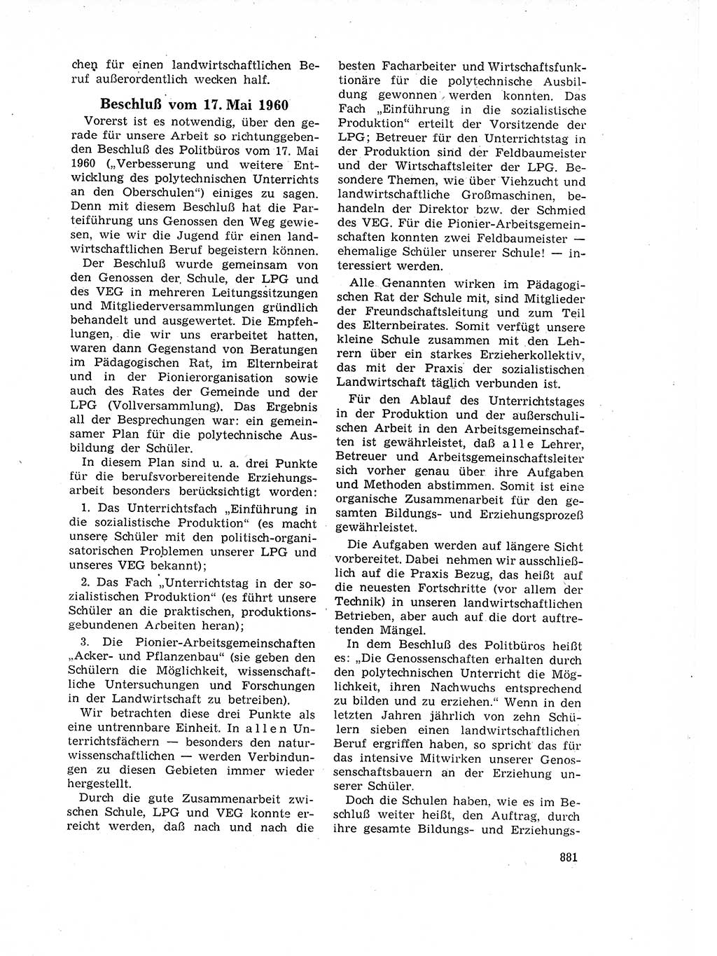 Neuer Weg (NW), Organ des Zentralkomitees (ZK) der SED (Sozialistische Einheitspartei Deutschlands) für Fragen des Parteilebens, 17. Jahrgang [Deutsche Demokratische Republik (DDR)] 1962, Seite 881 (NW ZK SED DDR 1962, S. 881)