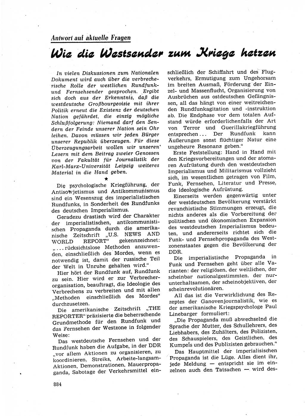 Neuer Weg (NW), Organ des Zentralkomitees (ZK) der SED (Sozialistische Einheitspartei Deutschlands) für Fragen des Parteilebens, 17. Jahrgang [Deutsche Demokratische Republik (DDR)] 1962, Seite 884 (NW ZK SED DDR 1962, S. 884)