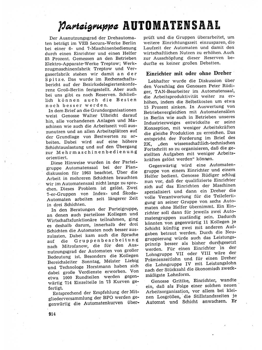 Neuer Weg (NW), Organ des Zentralkomitees (ZK) der SED (Sozialistische Einheitspartei Deutschlands) für Fragen des Parteilebens, 17. Jahrgang [Deutsche Demokratische Republik (DDR)] 1962, Seite 914 (NW ZK SED DDR 1962, S. 914)