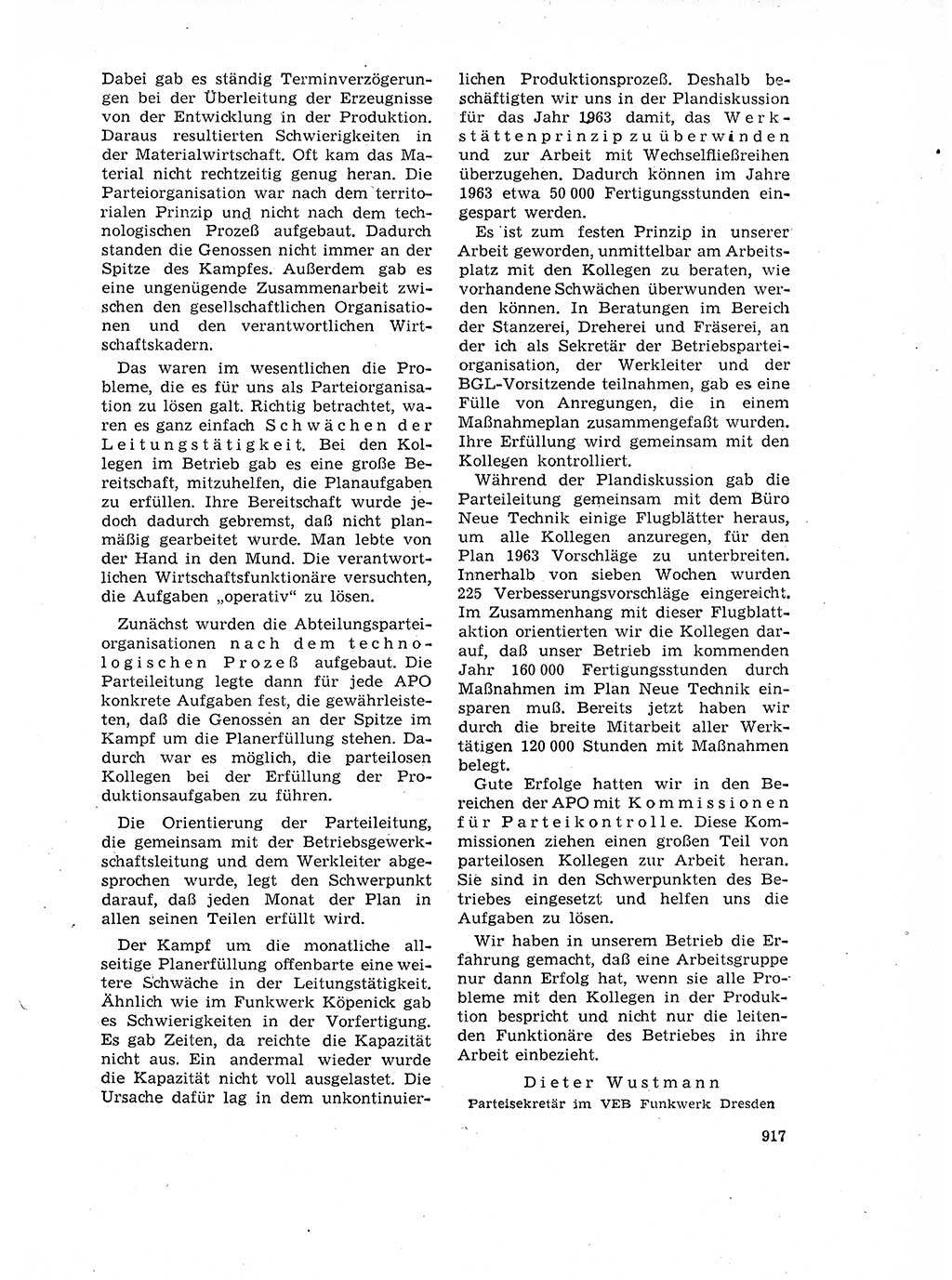 Neuer Weg (NW), Organ des Zentralkomitees (ZK) der SED (Sozialistische Einheitspartei Deutschlands) für Fragen des Parteilebens, 17. Jahrgang [Deutsche Demokratische Republik (DDR)] 1962, Seite 917 (NW ZK SED DDR 1962, S. 917)
