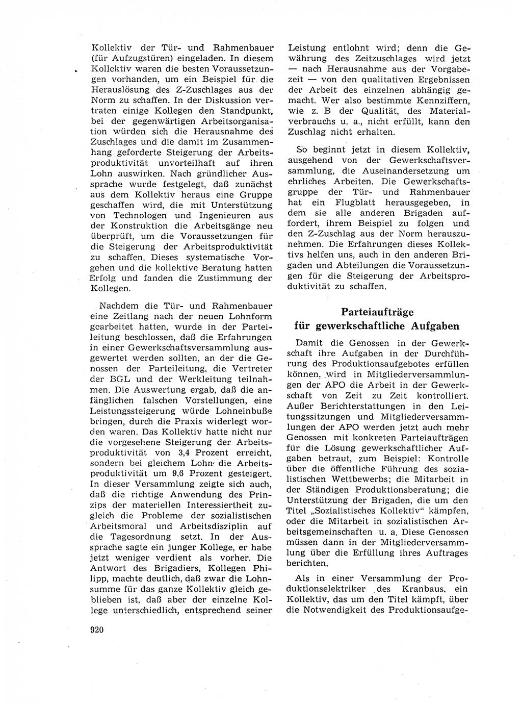 Neuer Weg (NW), Organ des Zentralkomitees (ZK) der SED (Sozialistische Einheitspartei Deutschlands) für Fragen des Parteilebens, 17. Jahrgang [Deutsche Demokratische Republik (DDR)] 1962, Seite 920 (NW ZK SED DDR 1962, S. 920)