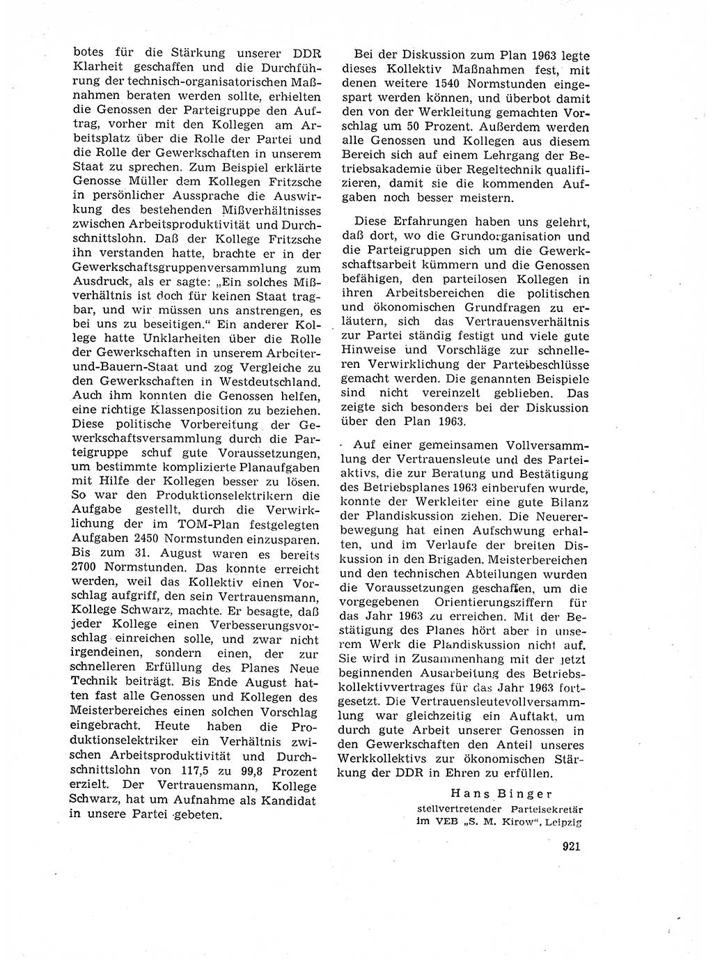Neuer Weg (NW), Organ des Zentralkomitees (ZK) der SED (Sozialistische Einheitspartei Deutschlands) für Fragen des Parteilebens, 17. Jahrgang [Deutsche Demokratische Republik (DDR)] 1962, Seite 921 (NW ZK SED DDR 1962, S. 921)