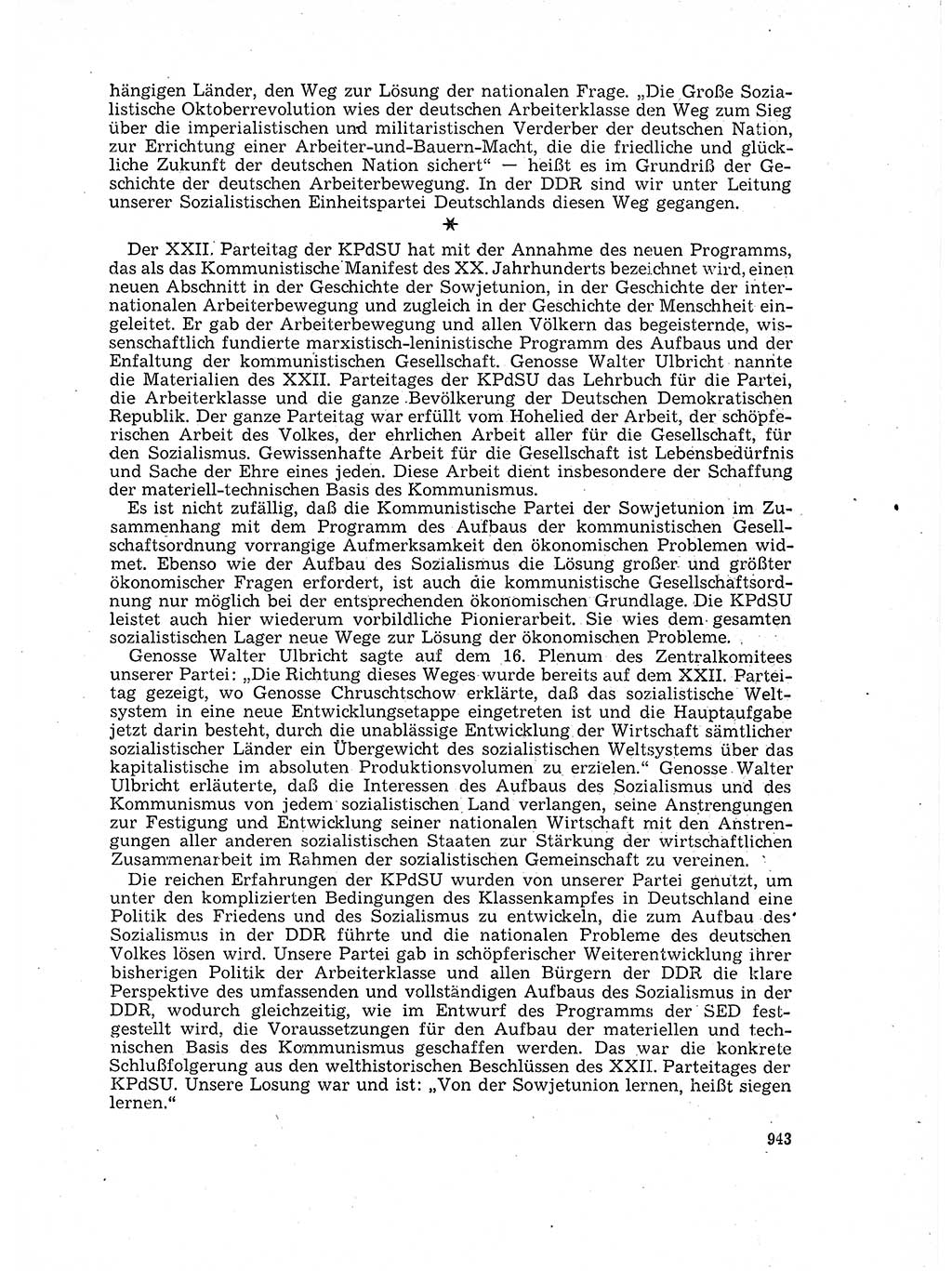 Neuer Weg (NW), Organ des Zentralkomitees (ZK) der SED (Sozialistische Einheitspartei Deutschlands) für Fragen des Parteilebens, 17. Jahrgang [Deutsche Demokratische Republik (DDR)] 1962, Seite 943 (NW ZK SED DDR 1962, S. 943)