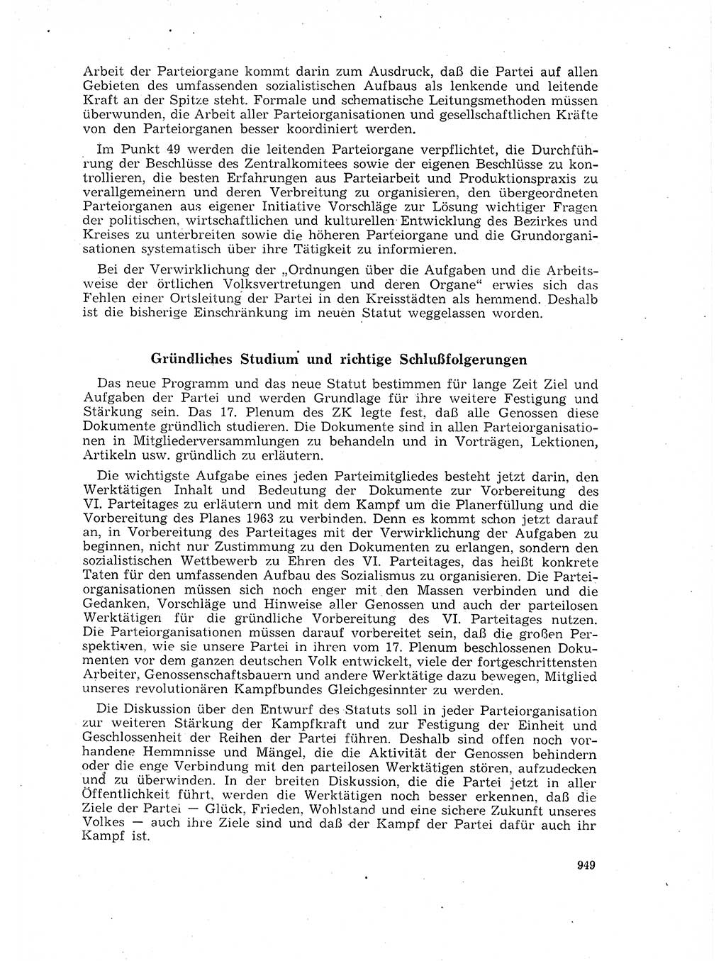 Neuer Weg (NW), Organ des Zentralkomitees (ZK) der SED (Sozialistische Einheitspartei Deutschlands) für Fragen des Parteilebens, 17. Jahrgang [Deutsche Demokratische Republik (DDR)] 1962, Seite 949 (NW ZK SED DDR 1962, S. 949)