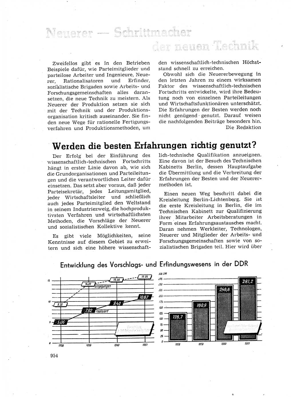 Neuer Weg (NW), Organ des Zentralkomitees (ZK) der SED (Sozialistische Einheitspartei Deutschlands) für Fragen des Parteilebens, 17. Jahrgang [Deutsche Demokratische Republik (DDR)] 1962, Seite 954 (NW ZK SED DDR 1962, S. 954)