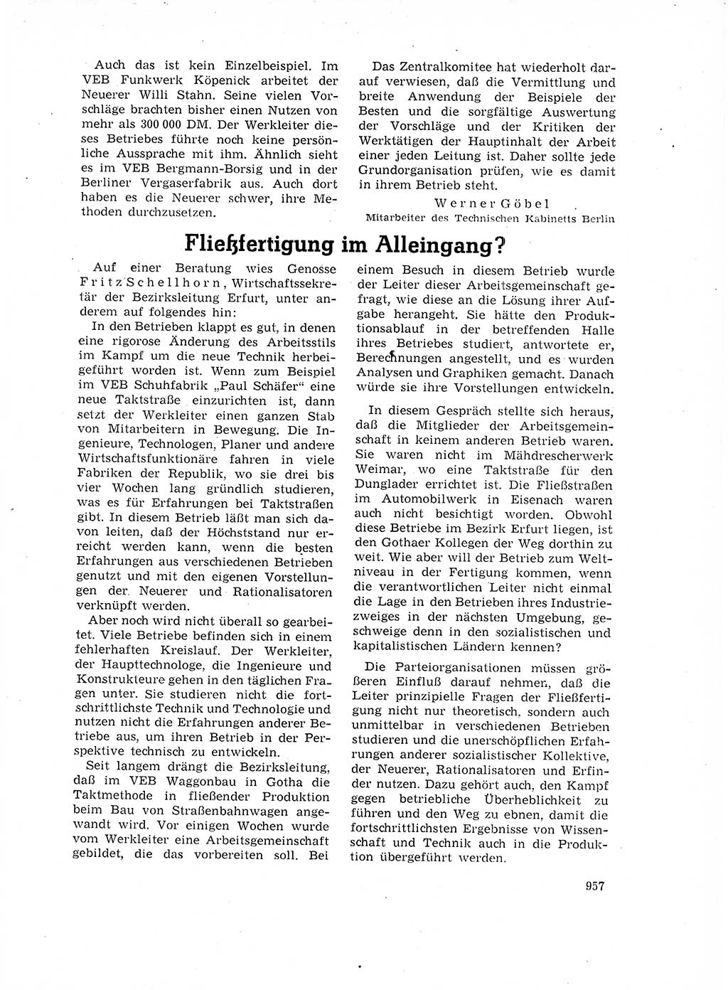 Neuer Weg (NW), Organ des Zentralkomitees (ZK) der SED (Sozialistische Einheitspartei Deutschlands) für Fragen des Parteilebens, 17. Jahrgang [Deutsche Demokratische Republik (DDR)] 1962, Seite 957 (NW ZK SED DDR 1962, S. 957)