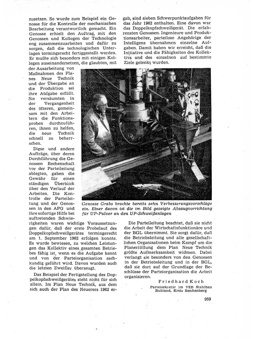 Neuer Weg (NW), Organ des Zentralkomitees (ZK) der SED (Sozialistische Einheitspartei Deutschlands) fÃ¼r Fragen des Parteilebens, 17. Jahrgang [Deutsche Demokratische Republik (DDR)] 1962, Seite 959 (NW ZK SED DDR 1962, S. 959)