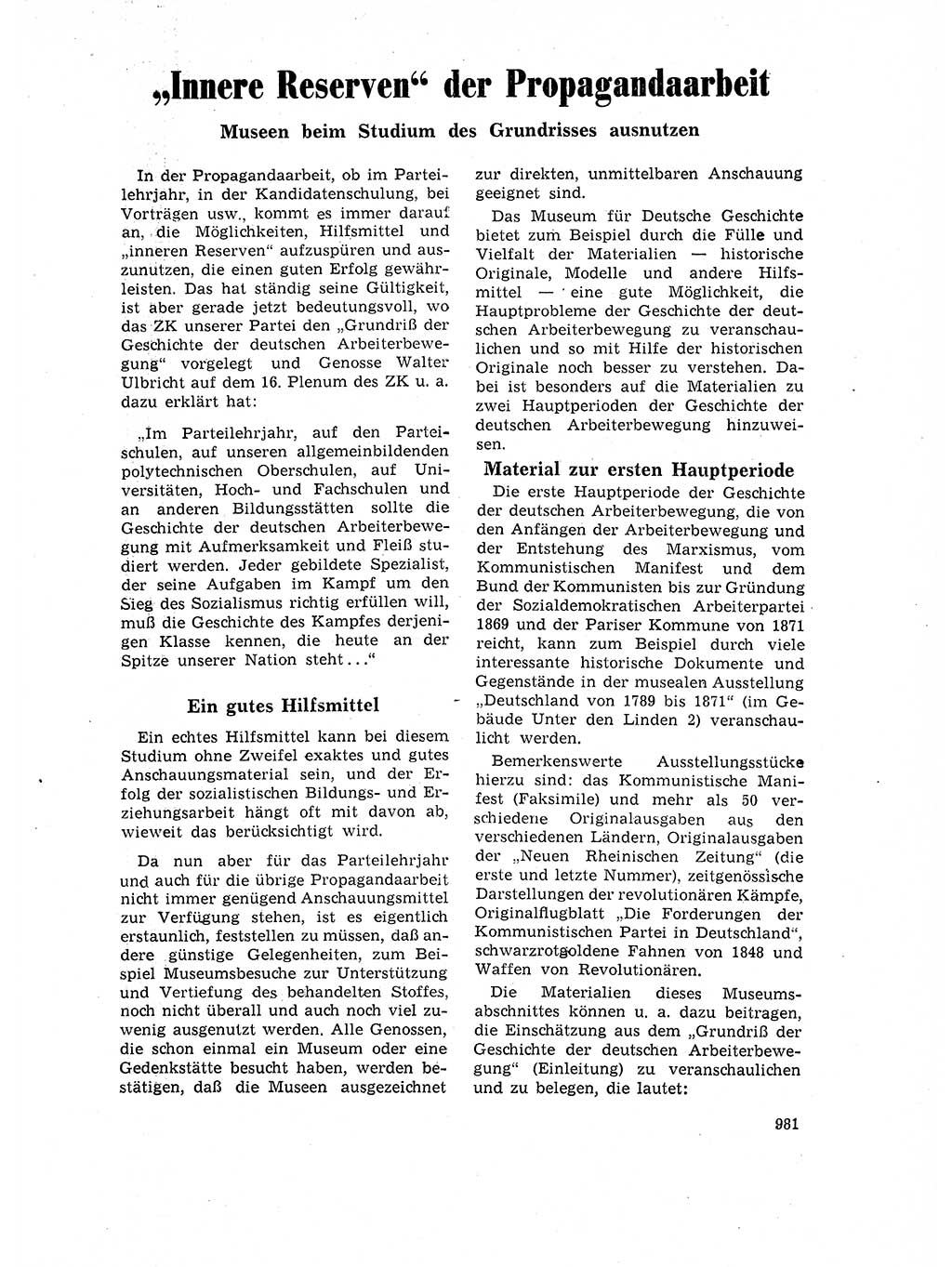 Neuer Weg (NW), Organ des Zentralkomitees (ZK) der SED (Sozialistische Einheitspartei Deutschlands) für Fragen des Parteilebens, 17. Jahrgang [Deutsche Demokratische Republik (DDR)] 1962, Seite 981 (NW ZK SED DDR 1962, S. 981)