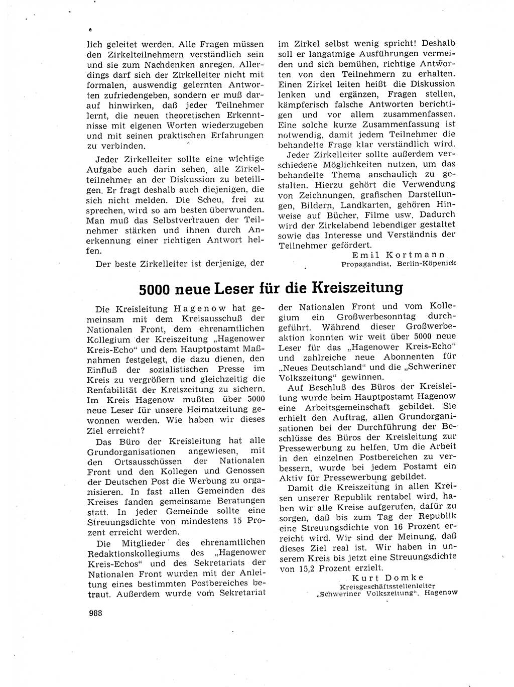 Neuer Weg (NW), Organ des Zentralkomitees (ZK) der SED (Sozialistische Einheitspartei Deutschlands) für Fragen des Parteilebens, 17. Jahrgang [Deutsche Demokratische Republik (DDR)] 1962, Seite 988 (NW ZK SED DDR 1962, S. 988)