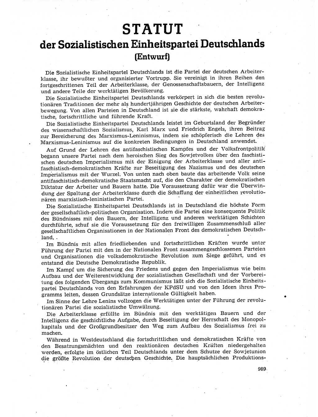 Neuer Weg (NW), Organ des Zentralkomitees (ZK) der SED (Sozialistische Einheitspartei Deutschlands) für Fragen des Parteilebens, 17. Jahrgang [Deutsche Demokratische Republik (DDR)] 1962, Seite 989 (NW ZK SED DDR 1962, S. 989)