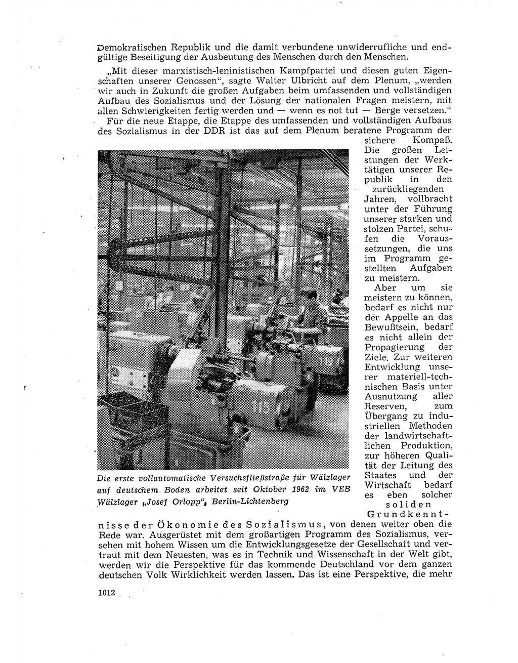 Neuer Weg (NW), Organ des Zentralkomitees (ZK) der SED (Sozialistische Einheitspartei Deutschlands) für Fragen des Parteilebens, 17. Jahrgang [Deutsche Demokratische Republik (DDR)] 1962, Seite 1012 (NW ZK SED DDR 1962, S. 1012)